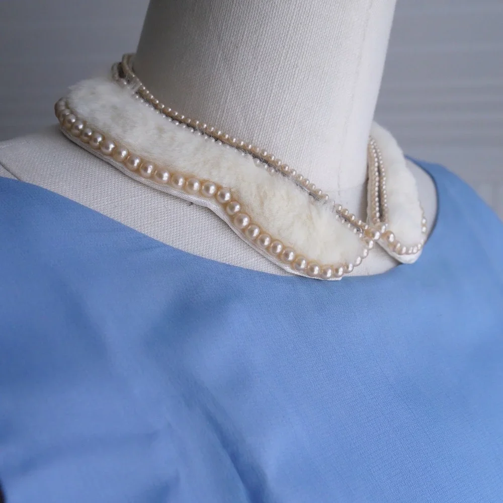 The sweetest vintage 1960s‎ Art Craft ivory rabbit fur and pearly collar